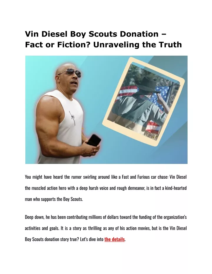 vin diesel boy scouts donation fact or fiction