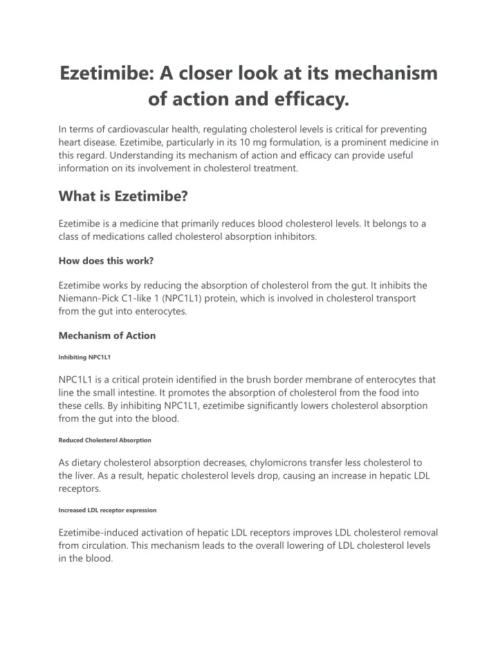 ezetimibe a closer look at its mechanism