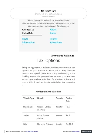 no return fare one way cab fare no hidden charges