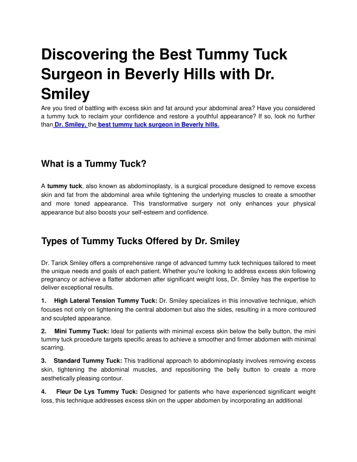 discovering the best tummy tuck surgeon