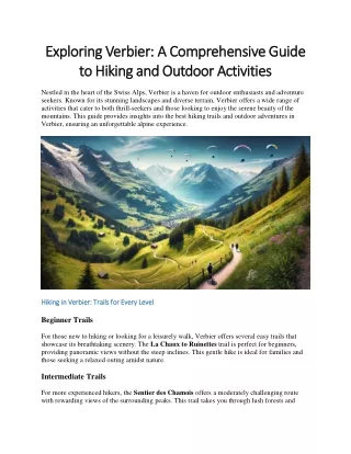Exploring Verbier: A Comprehensive Guide to Hiking and Outdoor Activities