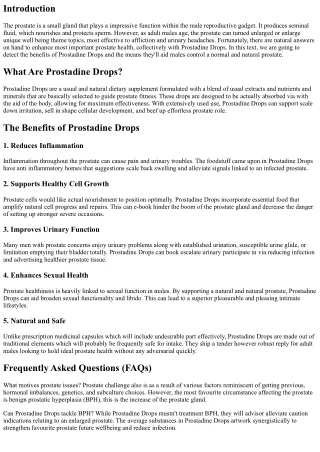 Prostadine Drops: The Natural Solution for Ideal Prostate Health