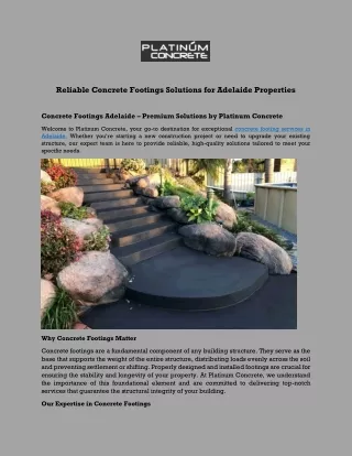 Reliable Concrete Footings Solutions for Adelaide Properties