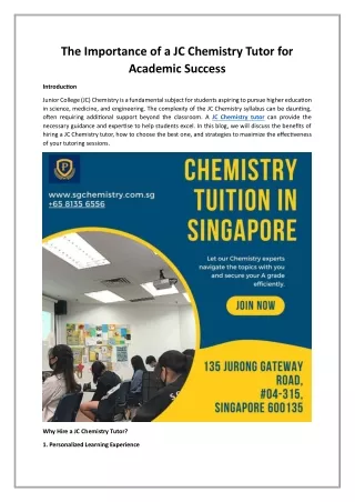 The Importance of a JC Chemistry Tutor for Academic Success