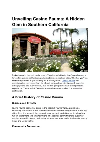 unveiling casino pauma a hidden gem in southern