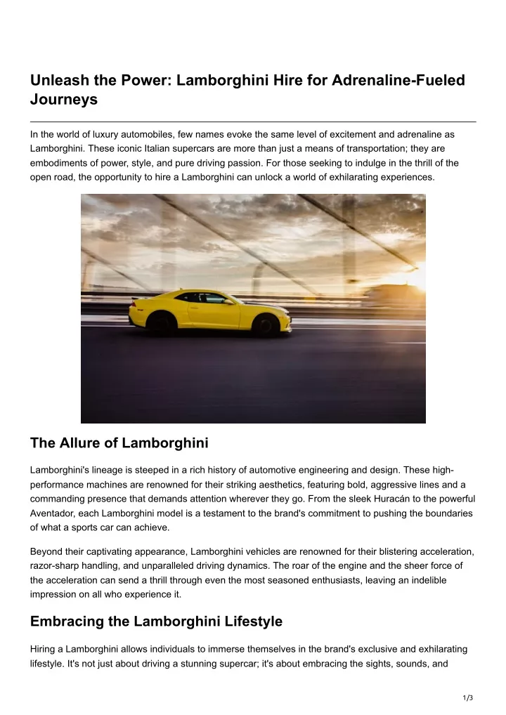 unleash the power lamborghini hire for adrenaline