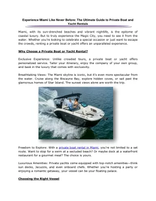 Experience Miami Like Never Before The Ultimate Guide to Private Boat and Yacht Rentals