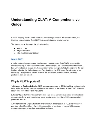 Understanding CLAT_ A Comprehensive Guide