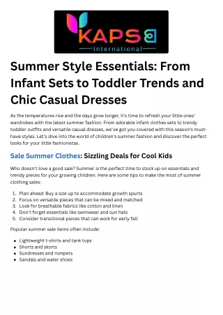summer style essentials from infant sets