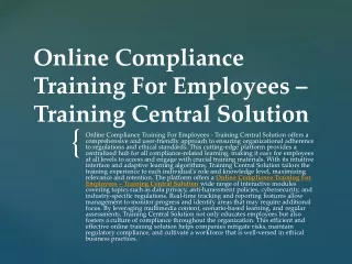 Compliance Training For Employees Online – Training Central Solution