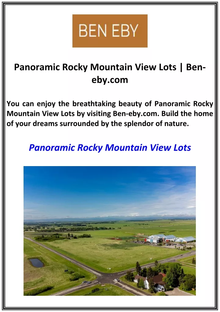 panoramic rocky mountain view lots ben eby com