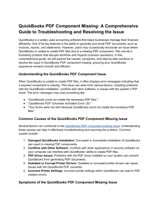 quickbooks pdf component missing a comprehensive