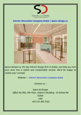 Interior Decoration Company Dubai  Space-design.co