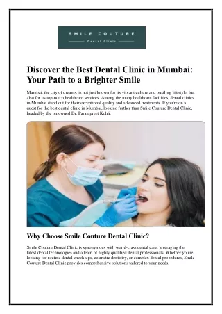 Discover the Best Dental Clinic in Mumbai