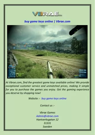 buy game keys online  Vbrae.com