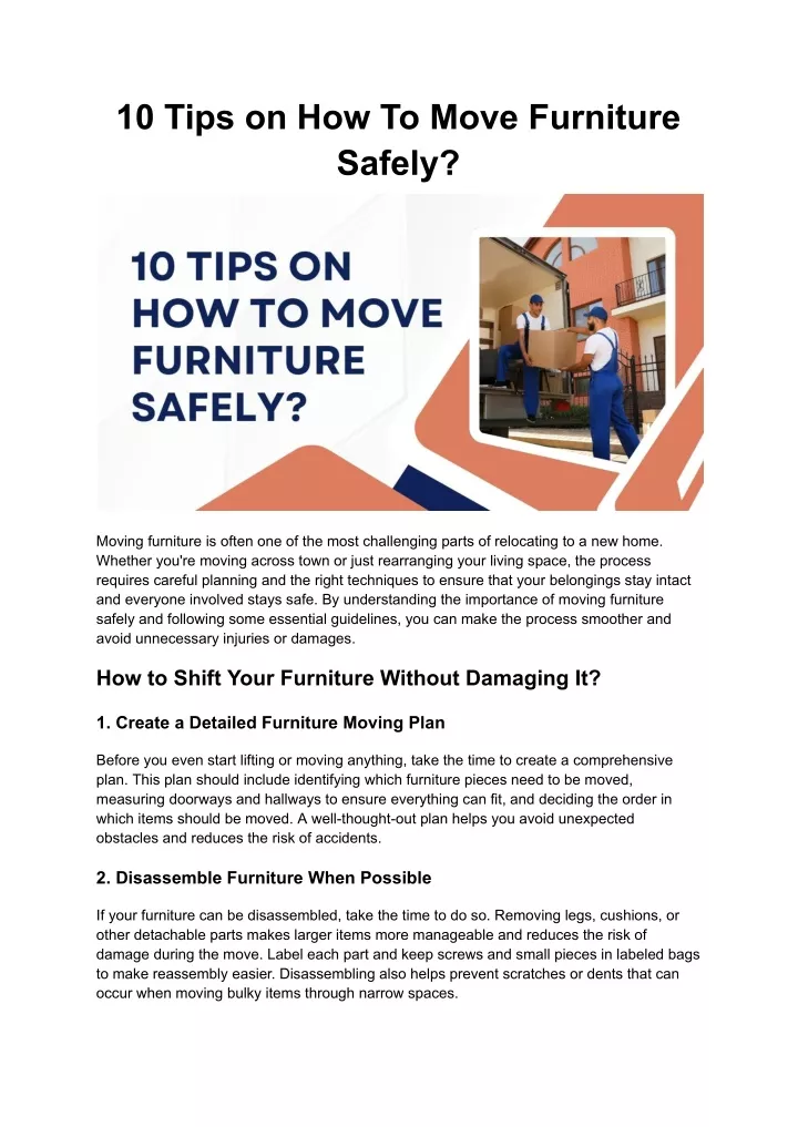 10 tips on how to move furniture safely