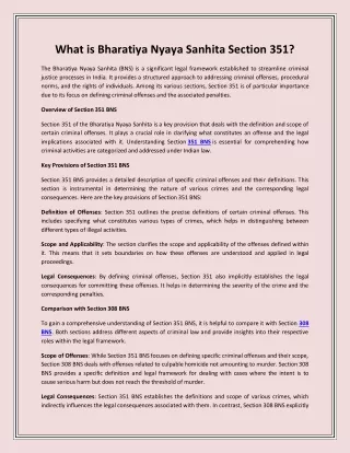 What is Bharatiya Nyaya Sanhita Section 351?