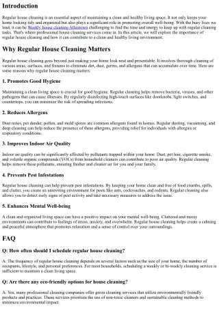 Regular House Cleaning: Maintain a Clean and Healthy Living Space