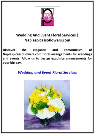 Wedding And Event Floral Services | Naplespicassoflowers.com