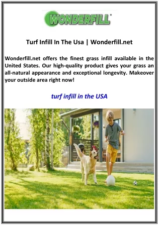 Turf Infill In The Usa | Wonderfill.net