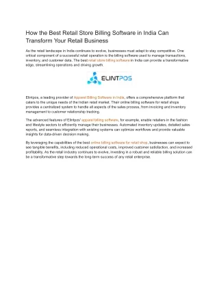 How the Best Retail Store Billing Software in India Can Transform Your Retail Business