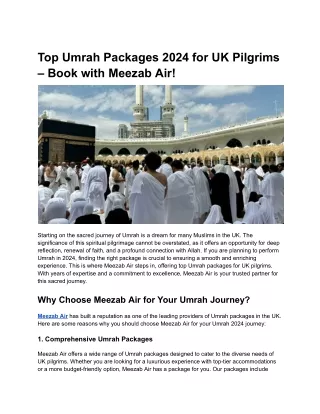 Top Umrah Packages 2024 for UK Pilgrims