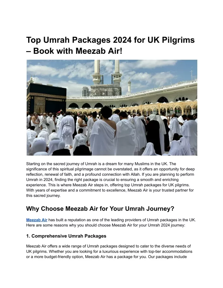 top umrah packages 2024 for uk pilgrims book with