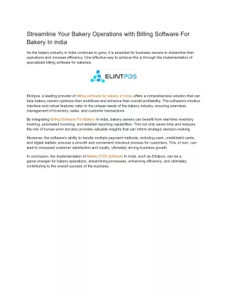 Streamline Your Bakery Operations with Billing Software For Bakery In india