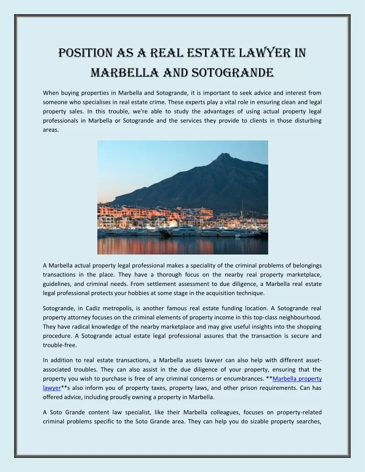 position as a real estate lawyer in marbella