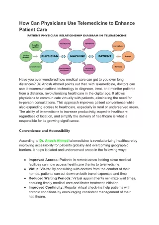 Enhancing Patient Care with Telemedicine A Physician’s Guide