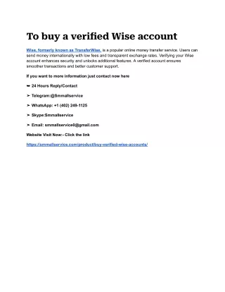 To buy a verified Wise account
