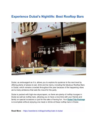 Rooftop Bars In Dubai