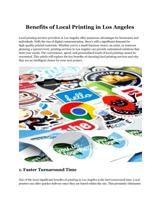 benefits of local printing in los angeles