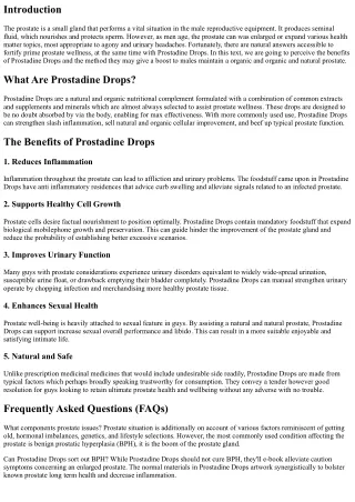 Prostadine Liquid: The Organic Answer for Ideal Prostate Health