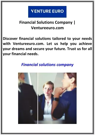 Financial Solutions Company | Ventureeuro.com