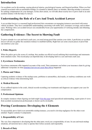 How to Prove Fault in a Vehicle Accident Situation with the Assistance of an Att