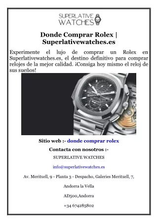 Donde Comprar Rolex  Superlativewatches.es