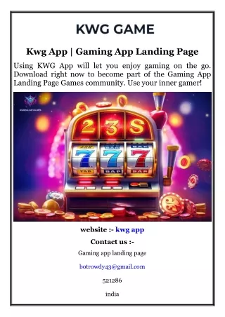 kwg app gaming app landing page