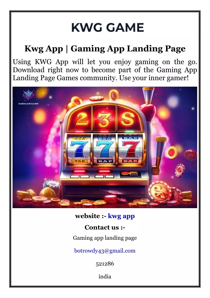 kwg app gaming app landing page