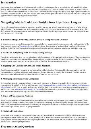 Navigating Automobile Accident Laws: Insights from Experienced Lawyers