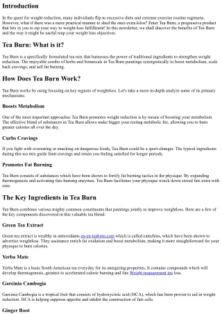 Tea Burn: Drink Your Path to Weight Loss Results!
