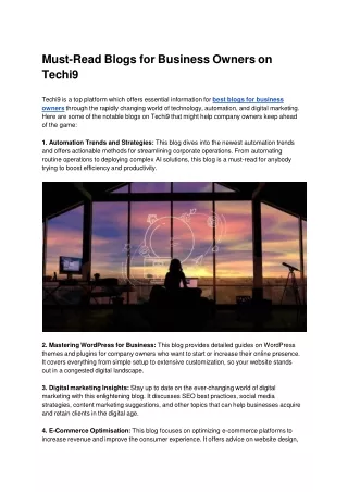 Must-Read Blogs for Business Owners on Techi9