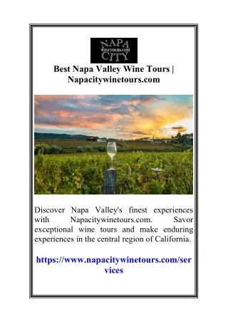 Best Napa Valley Wine Tours  Napacitywinetours.com