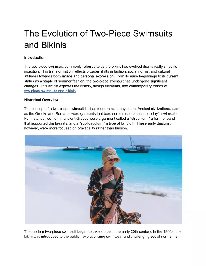 the evolution of two piece swimsuits and bikinis