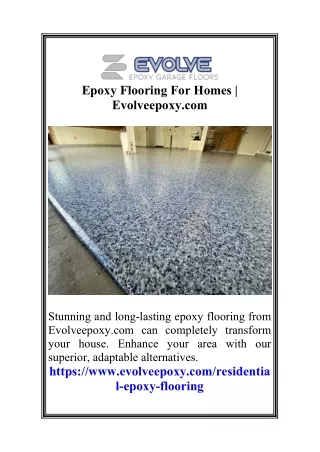 Epoxy Flooring For Homes  Evolveepoxy.com