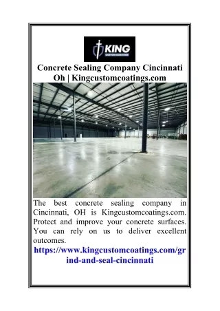 Concrete Sealing Company Cincinnati Oh Kingcustomcoatings.com