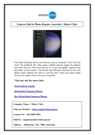 Express Mail in Phone Repairs Australia - Mister Click