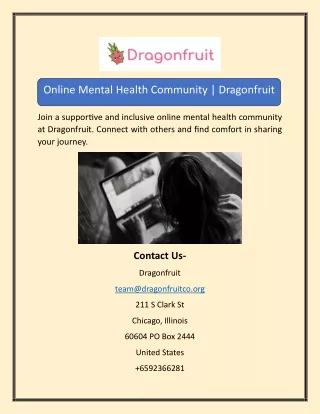 Online Mental Health Community | Dragonfruit