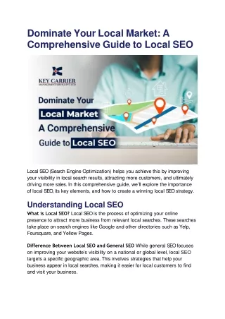 Dominate Your Local Market A Comprehensive Guide to Local SEO