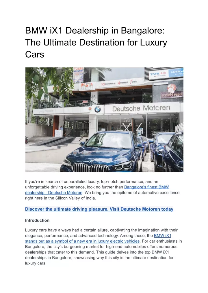 bmw ix1 dealership in bangalore the ultimate